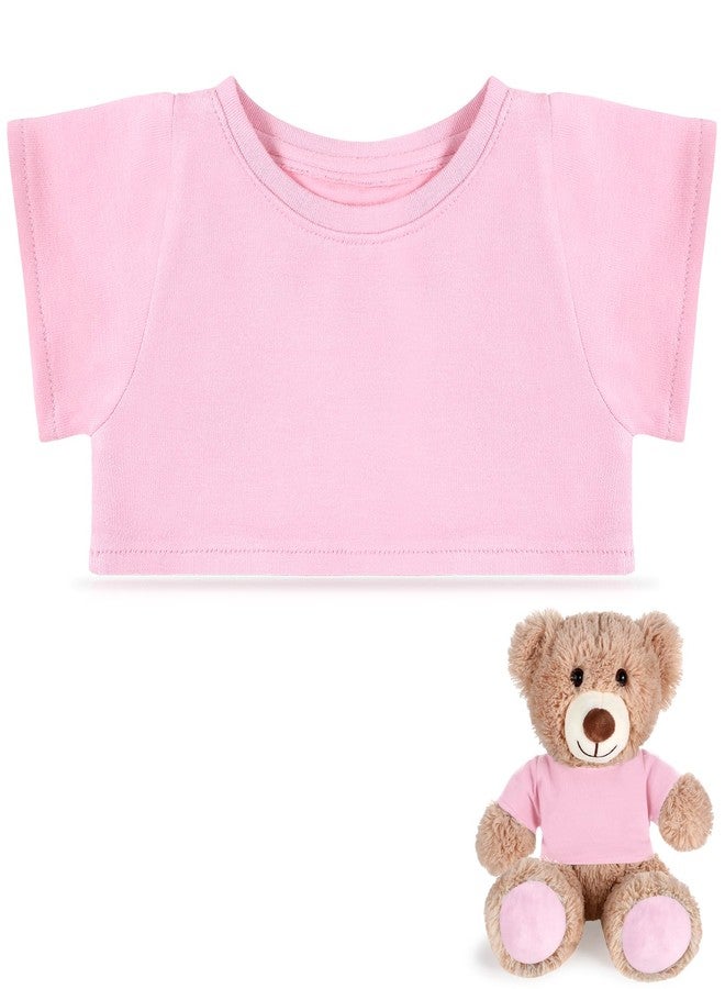 RoundFunny Bear Tee Shirt Fit 14-18inch Stuffed Animal Clothes, Basic Dolls Shirt, Light Pink - Image 1